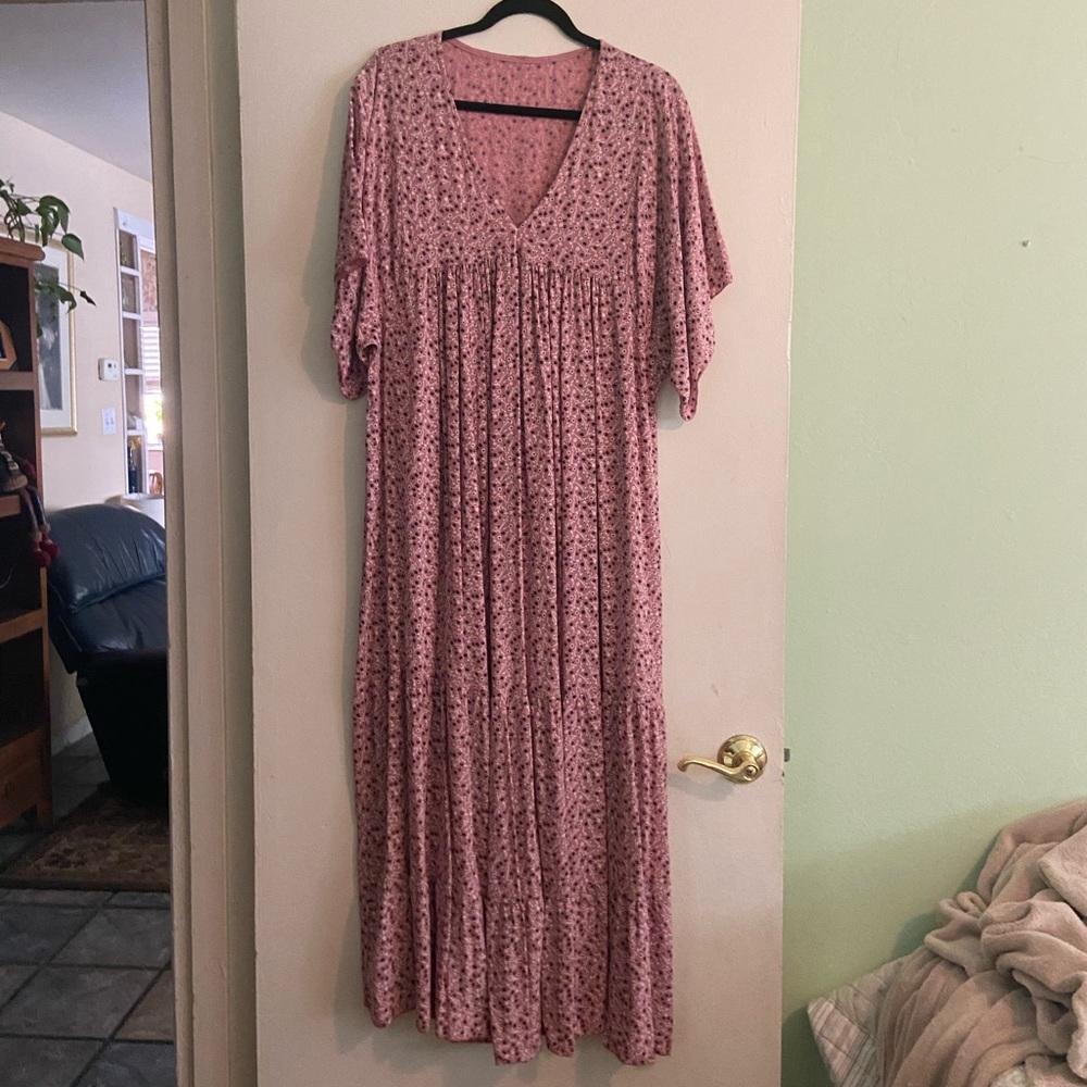 Pink Floral Plus Size Oversized Dress